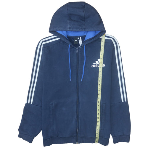 Adidas Men's Blue Full Zip Hoodie Size L Sports Fleece Jacket