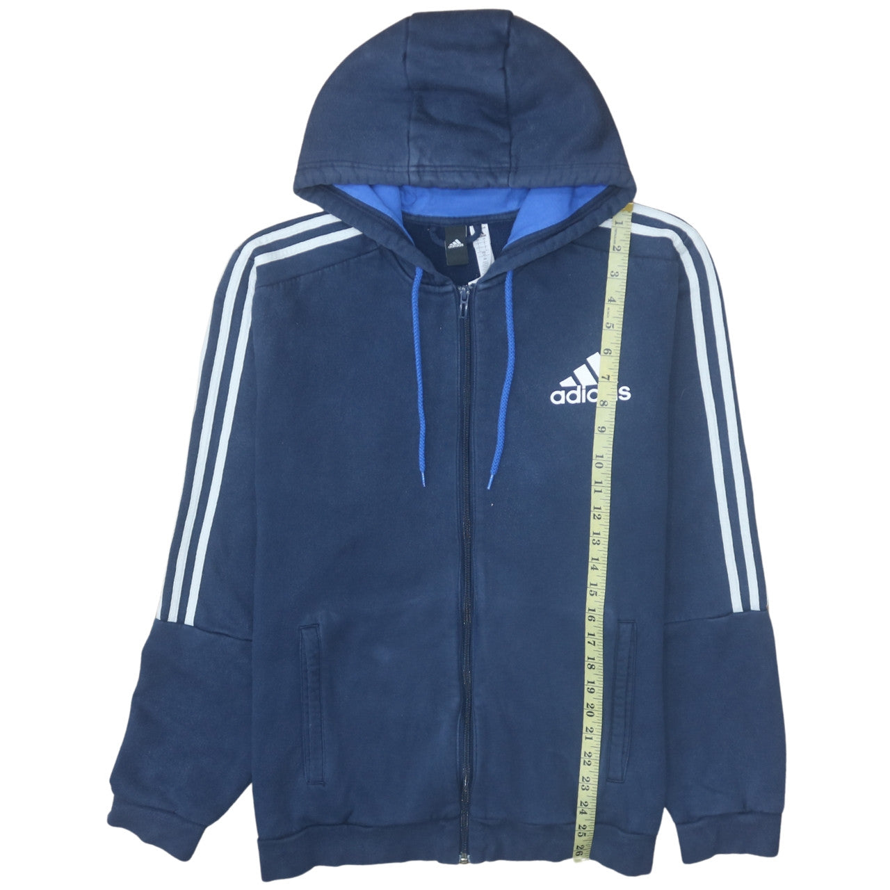 Adidas Men's Blue Full Zip Hoodie Size L Sports Fleece Jacket