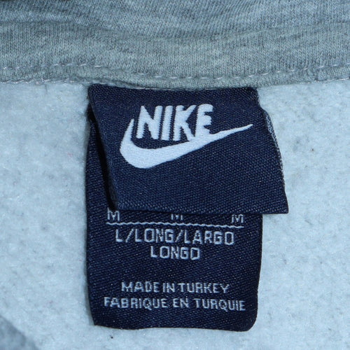 Nike Mens Grey Pullover Hoodie M Long Cotton Blend Classic Fit