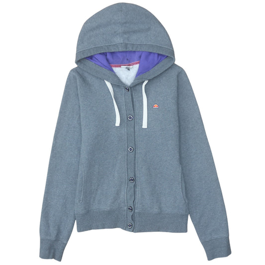 Ellesse Women Grey Button Hoodie Size 16 Cotton Blend Sportswear