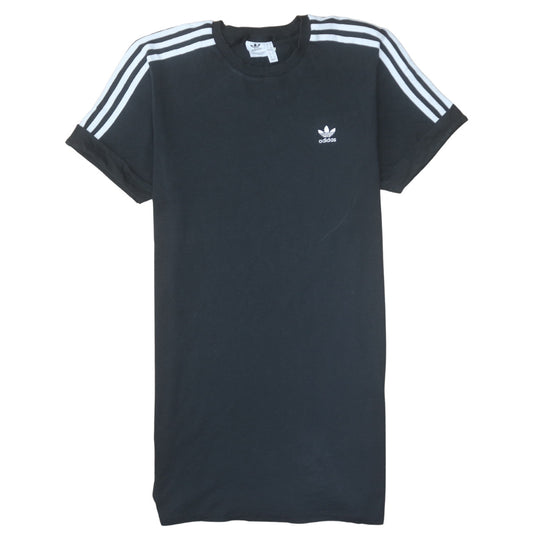Adidas Women's Black 3-Stripes T-Shirt Dress Size 14 Cotton
