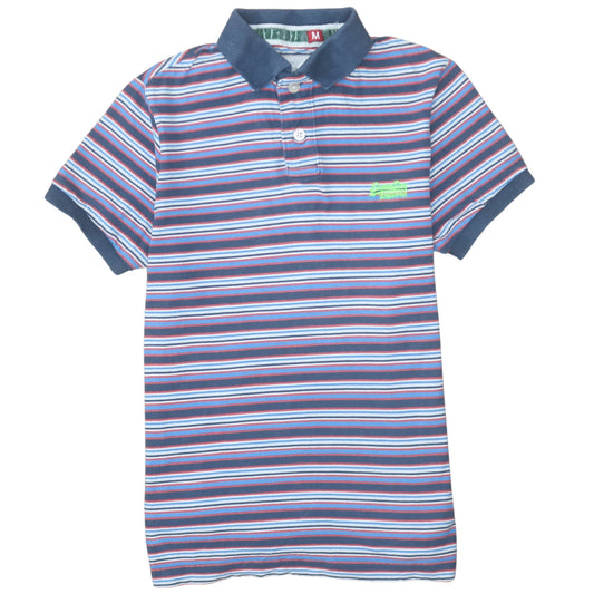 Superdry Men's Blue Striped Cotton Polo Shirt Size M