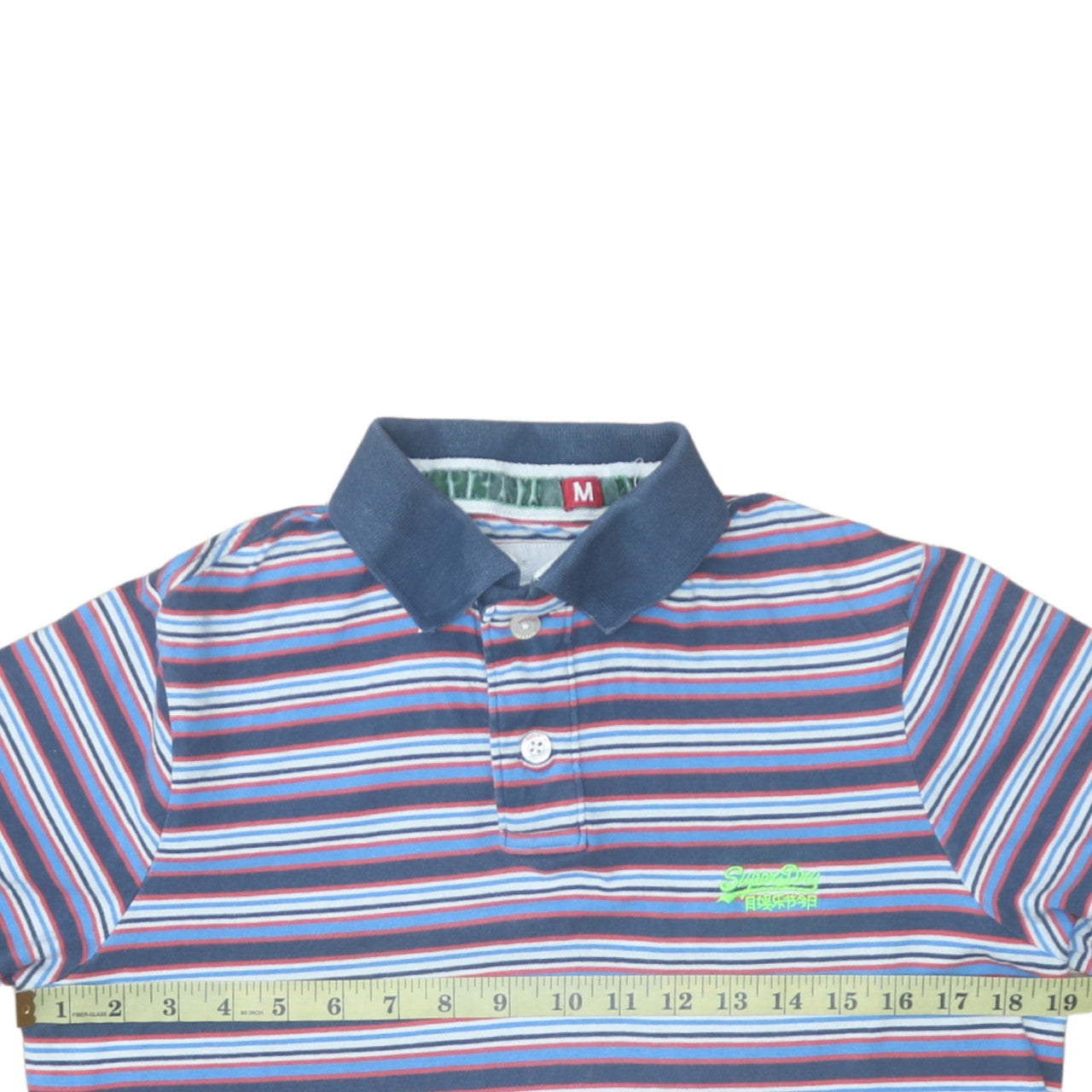 Superdry Men's Blue Striped Cotton Polo Shirt Size M