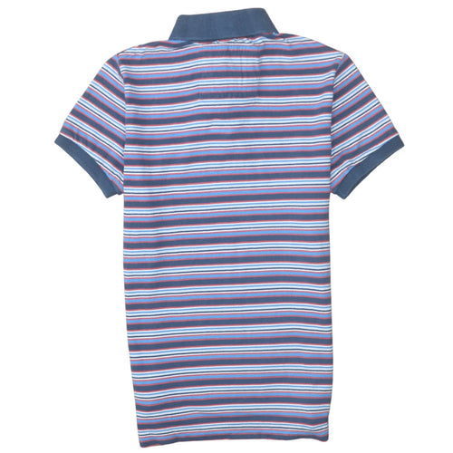 Superdry Men's Blue Striped Cotton Polo Shirt Size M