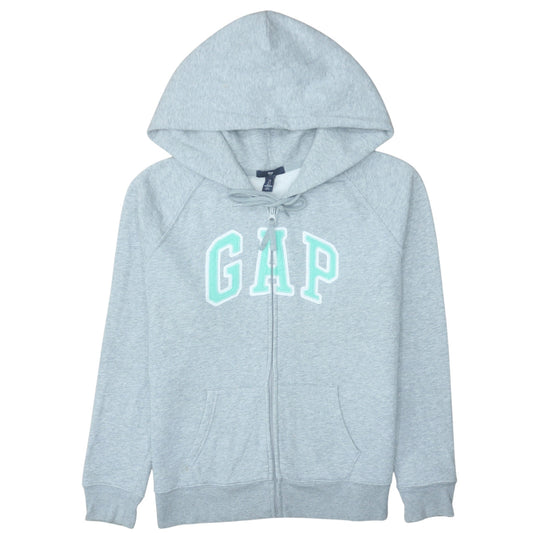 GAP Women Grey Full Zip Hoodie L Cotton Blend Casual Logo