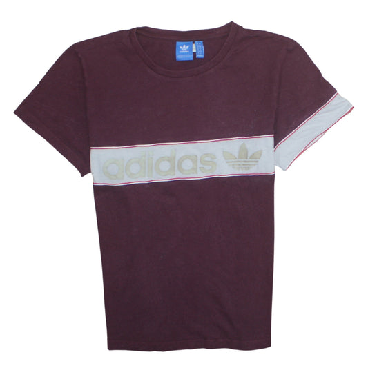 Adidas Women’s Brown Colourblock Cotton T-Shirt Size 10