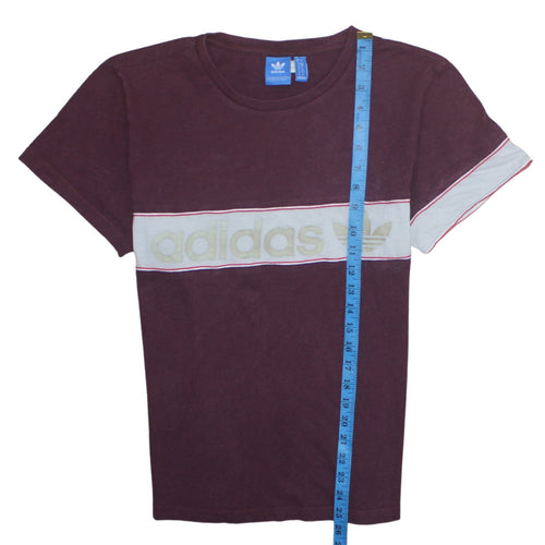 Adidas Women’s Brown Colourblock Cotton T-Shirt Size 10