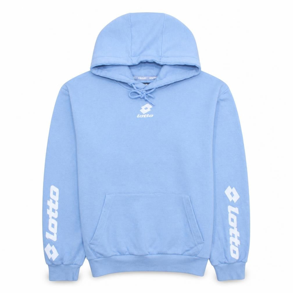 Front view of Lotto Men's Blue Pullover Hoodie Medium Sports Graphic Cotton