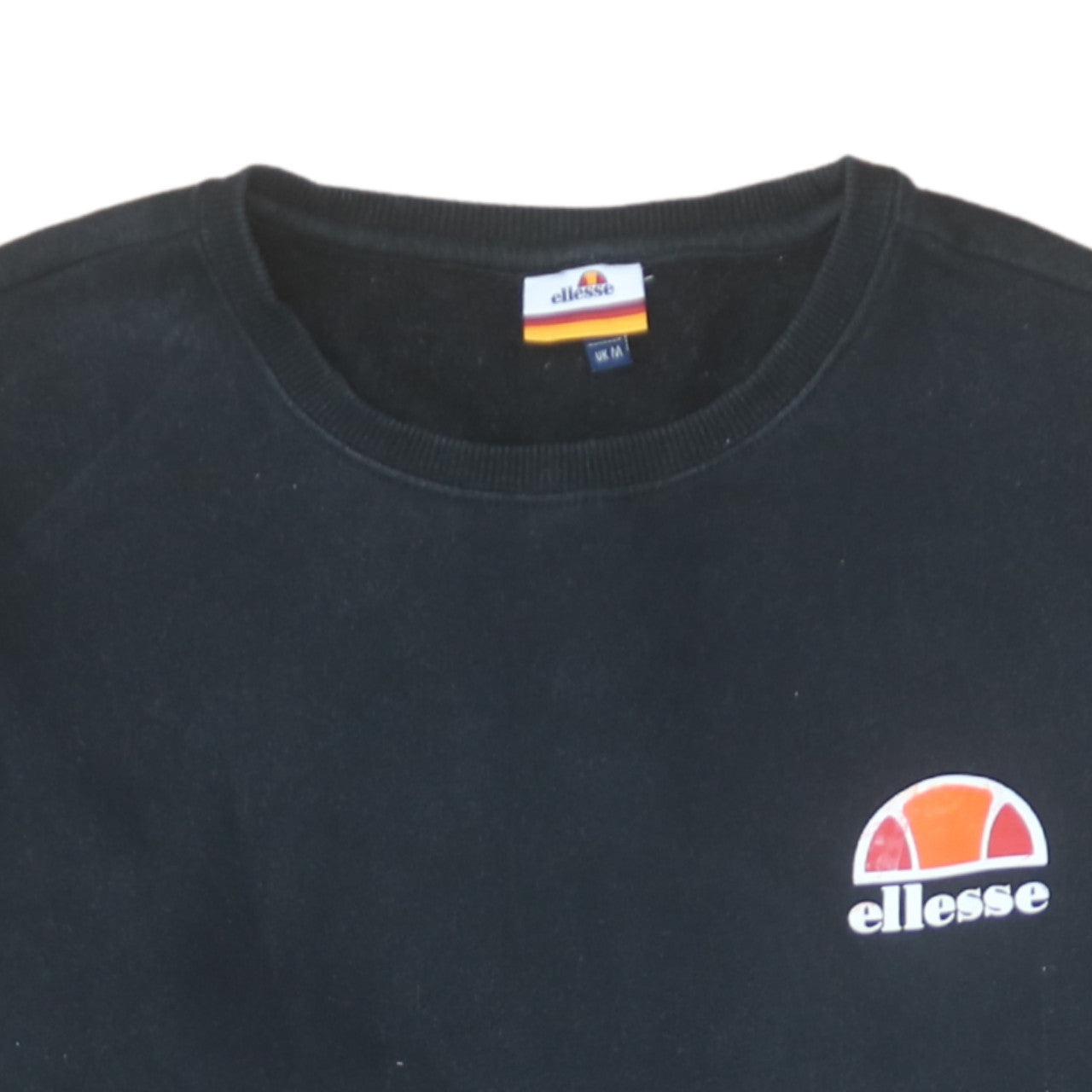 Ellesse Mens Black Crew Neck Sweatshirt Size M Pullover Logo Fleece