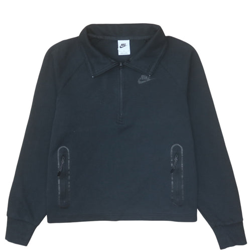 Nike Men Black Collared 1/2 Zip Fleece Sweatshirt Size M