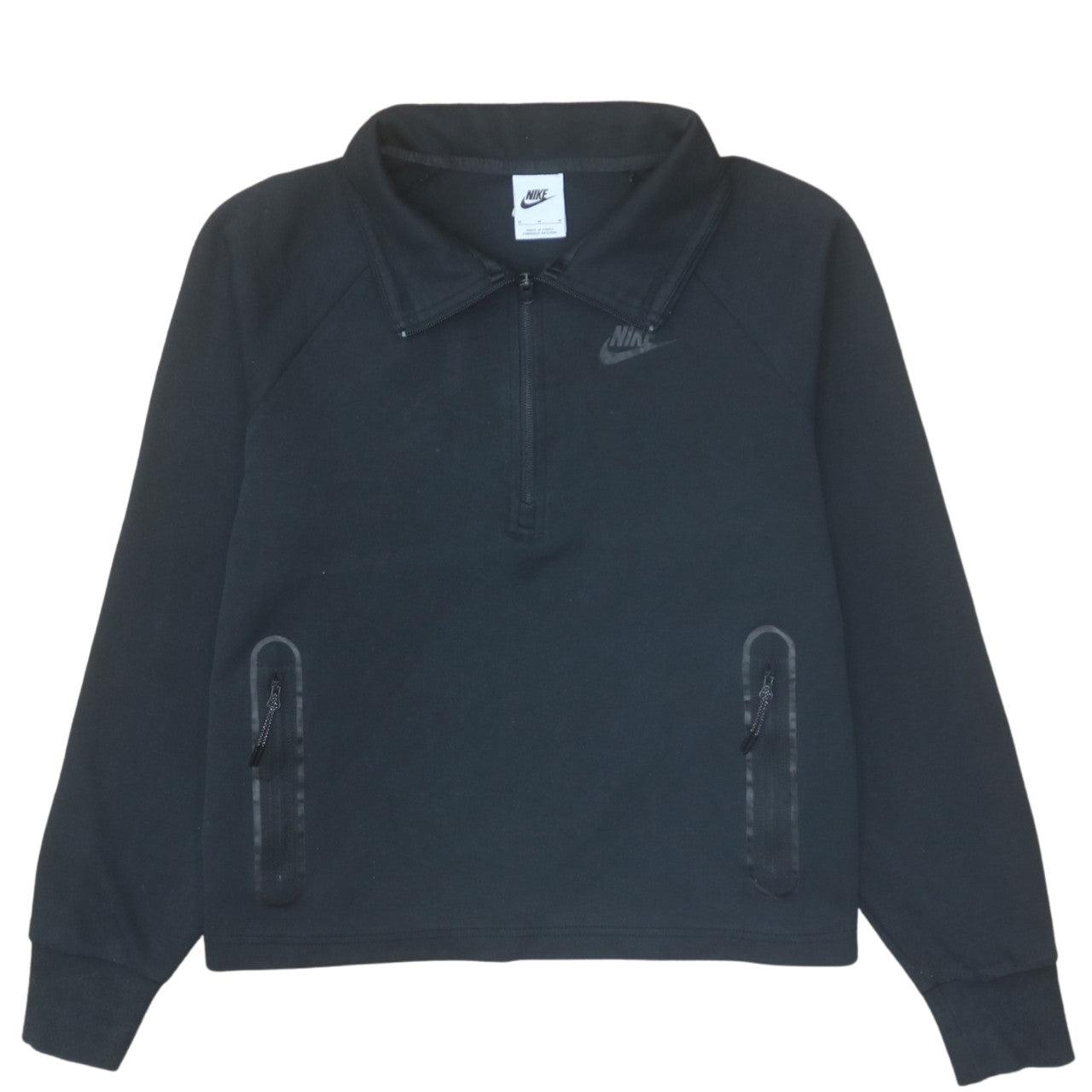 Nike Men Black Collared 1/2 Zip Fleece Sweatshirt Size M