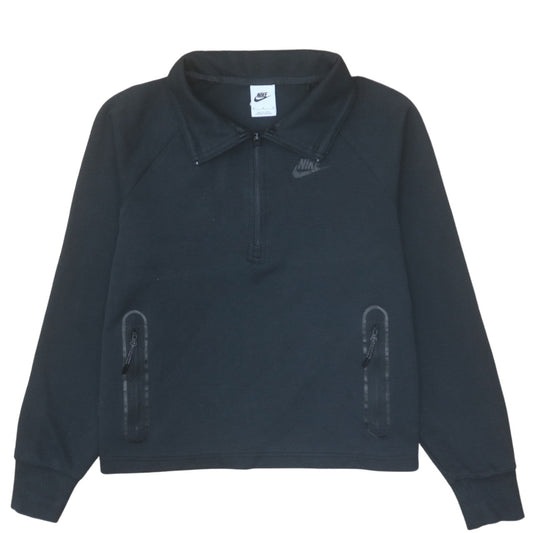 Nike Men Black Collared 1/2 Zip Fleece Sweatshirt Size M