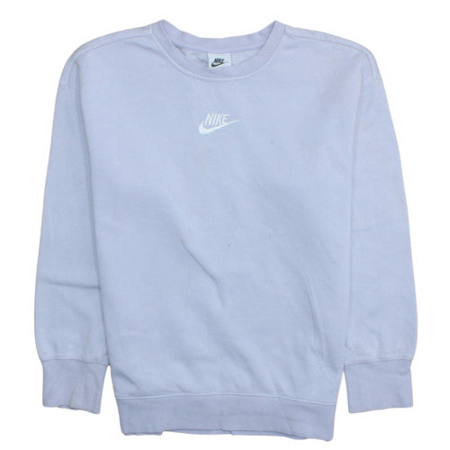 Nike Girls Purple Fleece Pullover Sweatshirt L 146-156cm Crew Neck