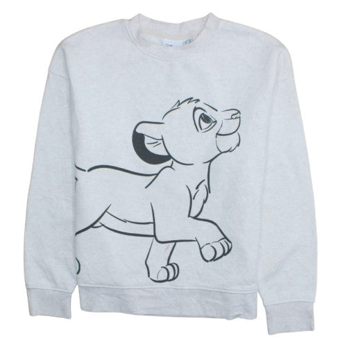 Disney Women’s Grey Simba Sweatshirt Size S 10/12 Crew Neck Pullover