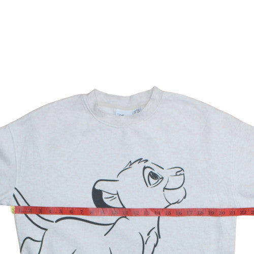 Disney Women’s Grey Simba Sweatshirt Size S 10/12 Crew Neck Pullover