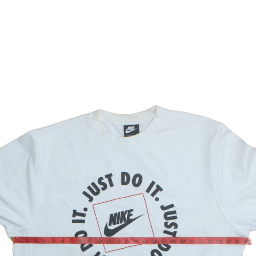 Nike Men’s White Just Do It Logo Pullover Sweatshirt L Regular Fit