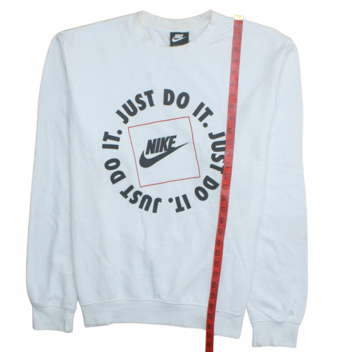 Nike Men’s White Just Do It Logo Pullover Sweatshirt L Regular Fit