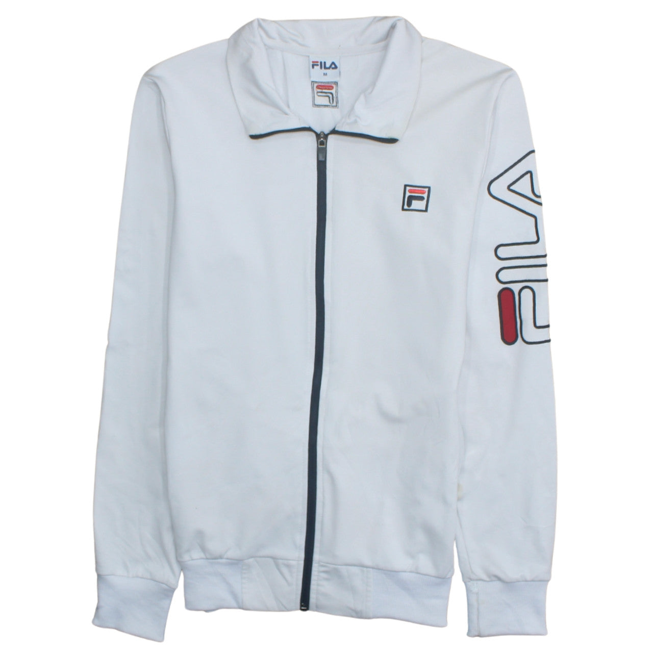 FILA Men's White Track Jacket M Full Zip Polyester Sportswear