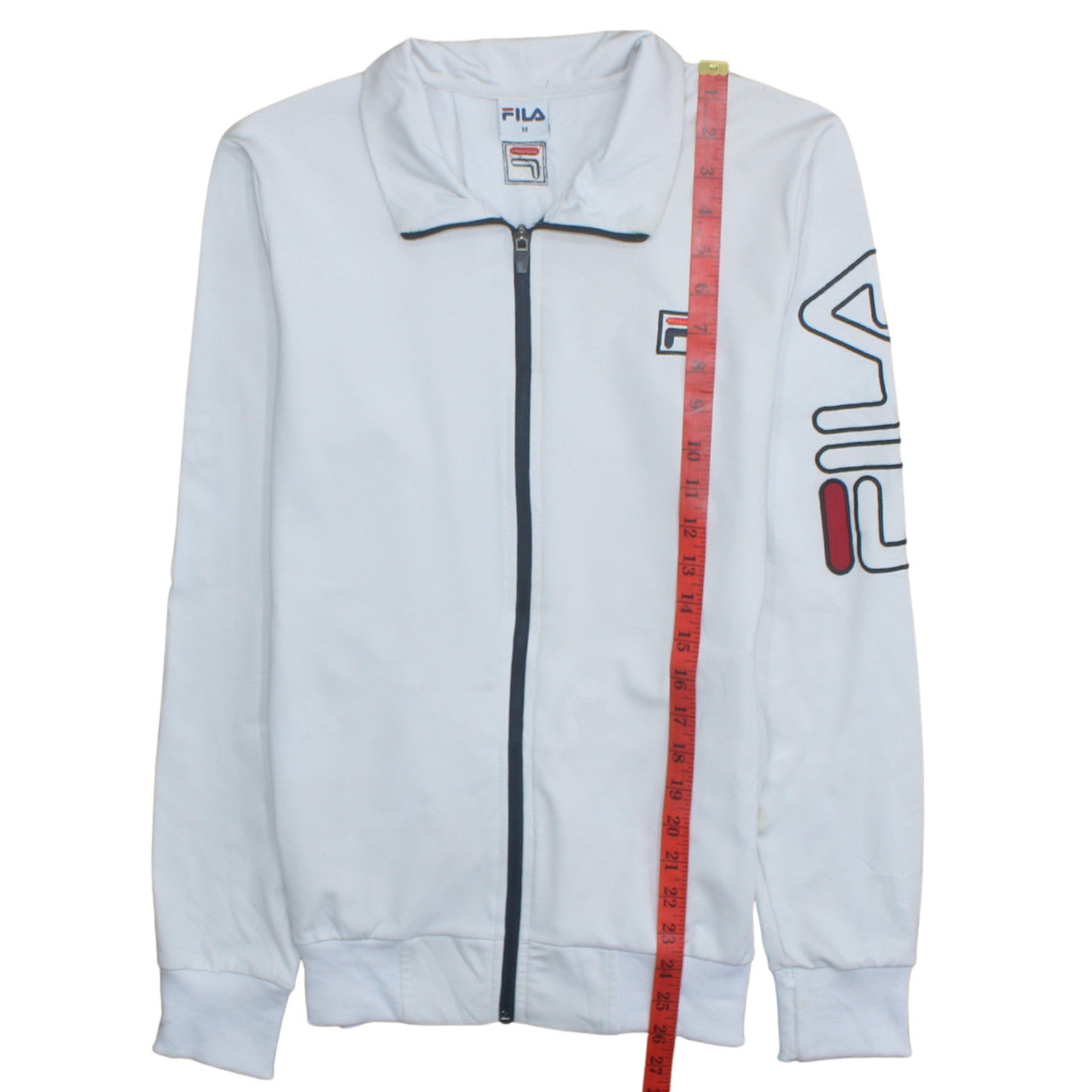 FILA Men's White Track Jacket M Full Zip Polyester Sportswear