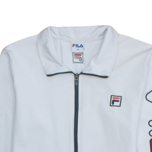 FILA Men's White Track Jacket M Full Zip Polyester Sportswear