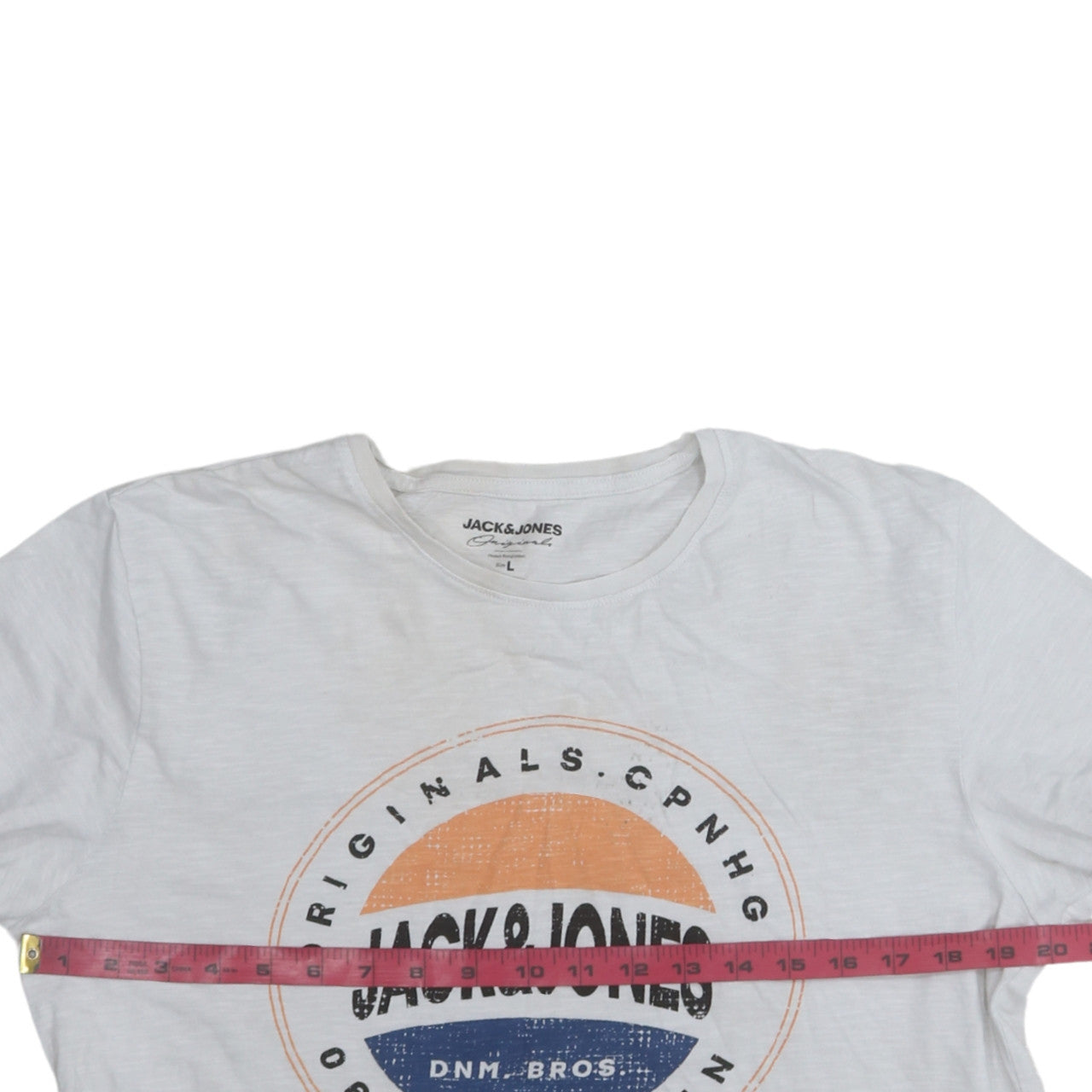 Jack & Jones Originals Men's White Graphic Logo T-Shirt L Regular Fit