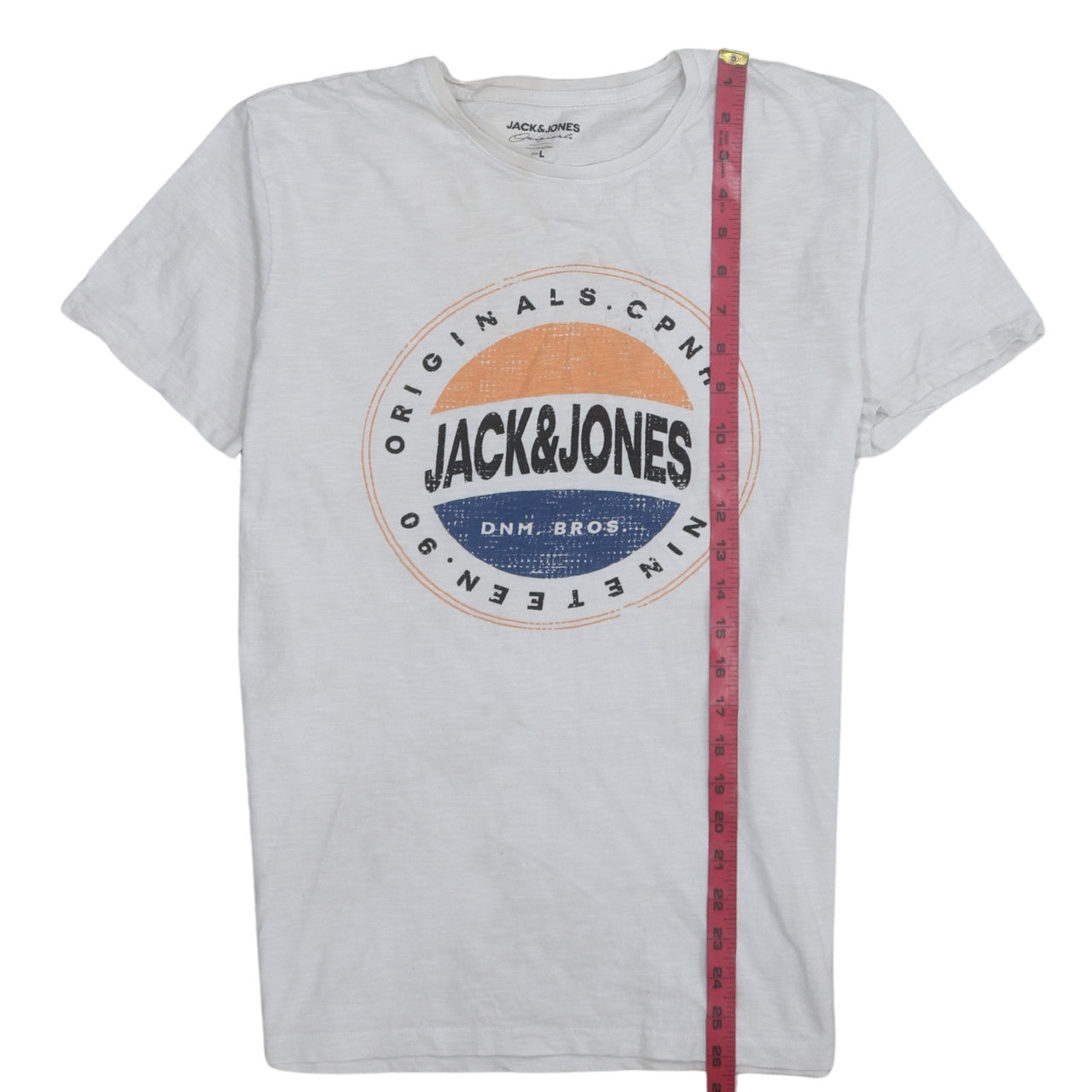 Jack & Jones Originals Men's White Graphic Logo T-Shirt L Regular Fit