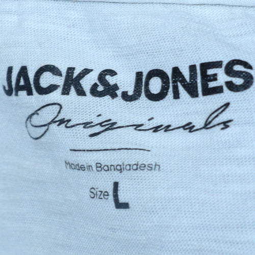 Jack & Jones Originals Men's White Graphic Logo T-Shirt L Regular Fit