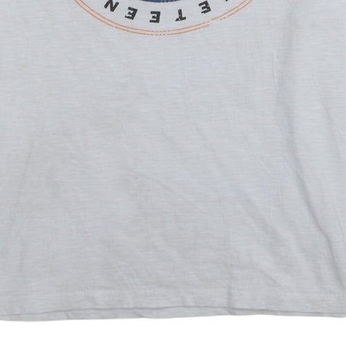 Jack & Jones Originals Men's White Graphic Logo T-Shirt L Regular Fit