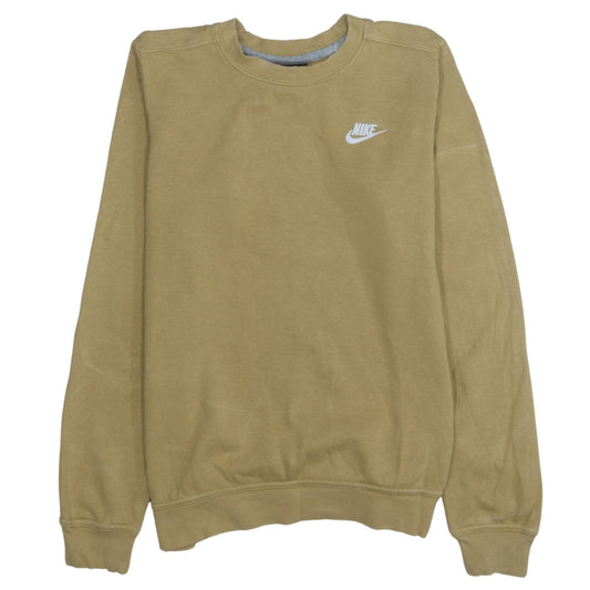 Nike Men Beige Crew Neck Pullover Sweatshirt Small