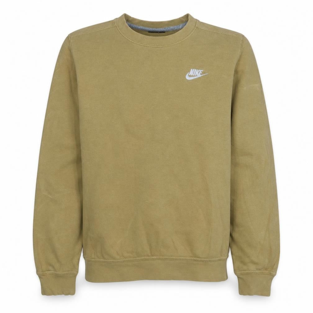 Nike Men Beige Crew Neck Pullover Sweatshirt Small