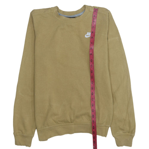Nike Men Beige Crew Neck Pullover Sweatshirt Small