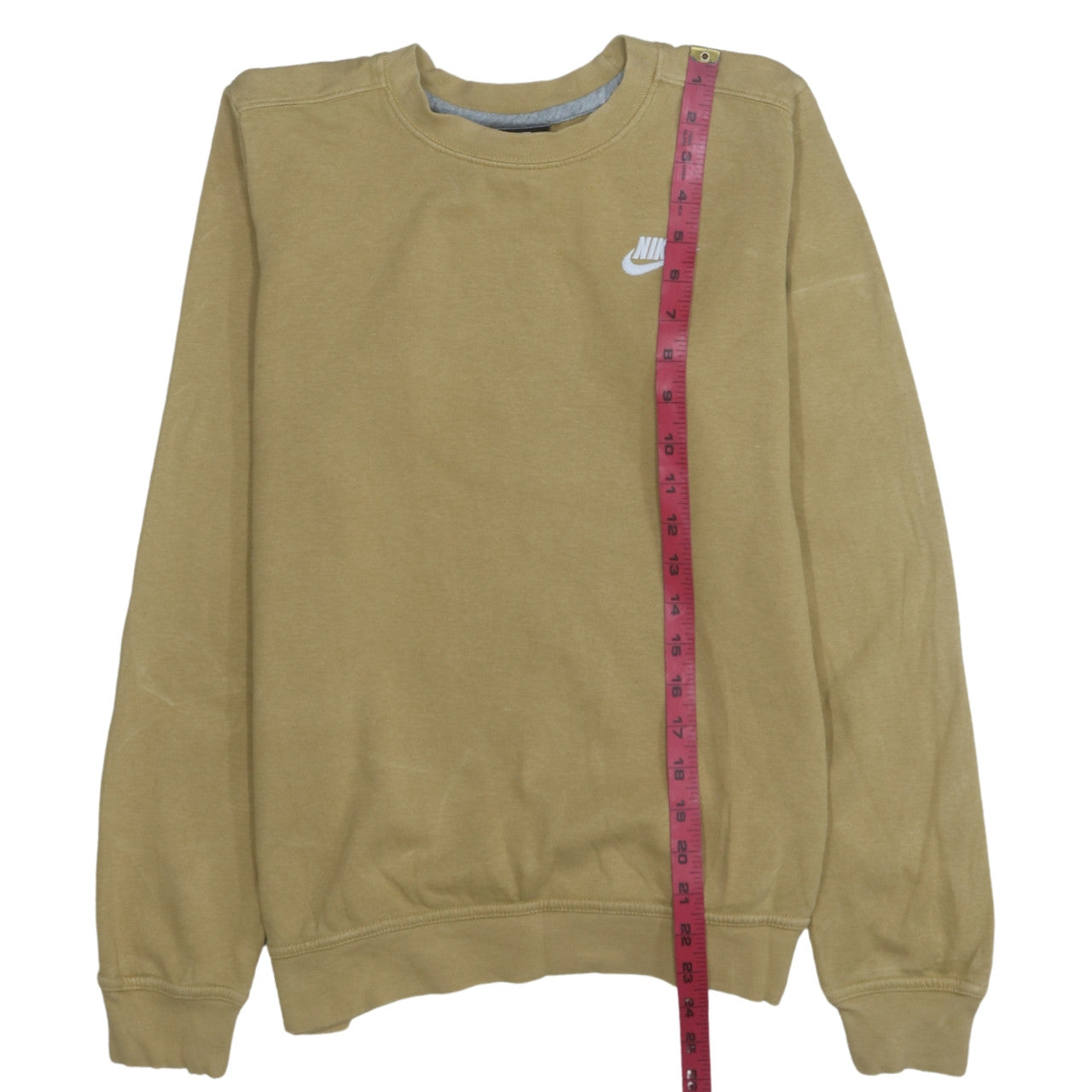 Nike Men Beige Crew Neck Pullover Sweatshirt Small