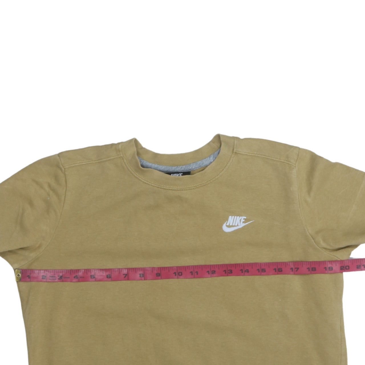 Nike Men Beige Crew Neck Pullover Sweatshirt Small