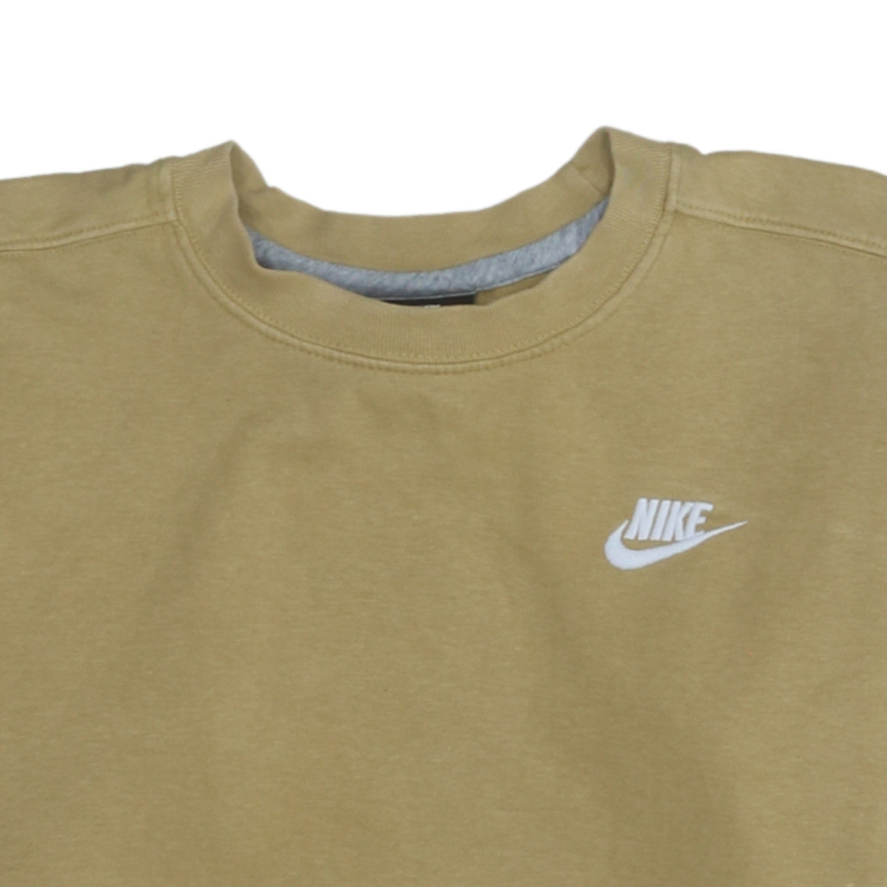 Nike Men Beige Crew Neck Pullover Sweatshirt Small