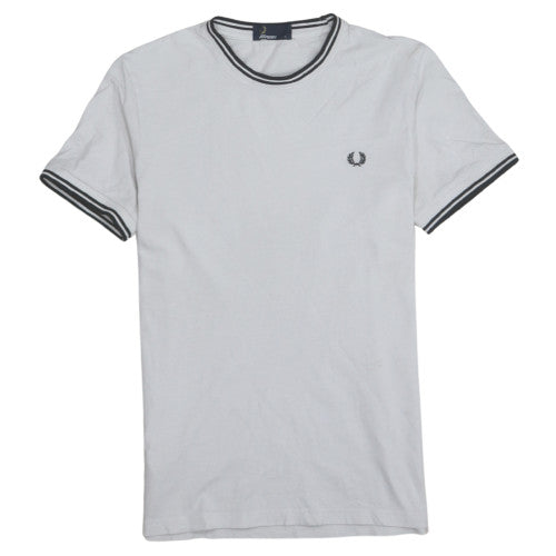 Fred Perry Men's White Crew Neck Short Sleeve Cotton T-Shirt Size S