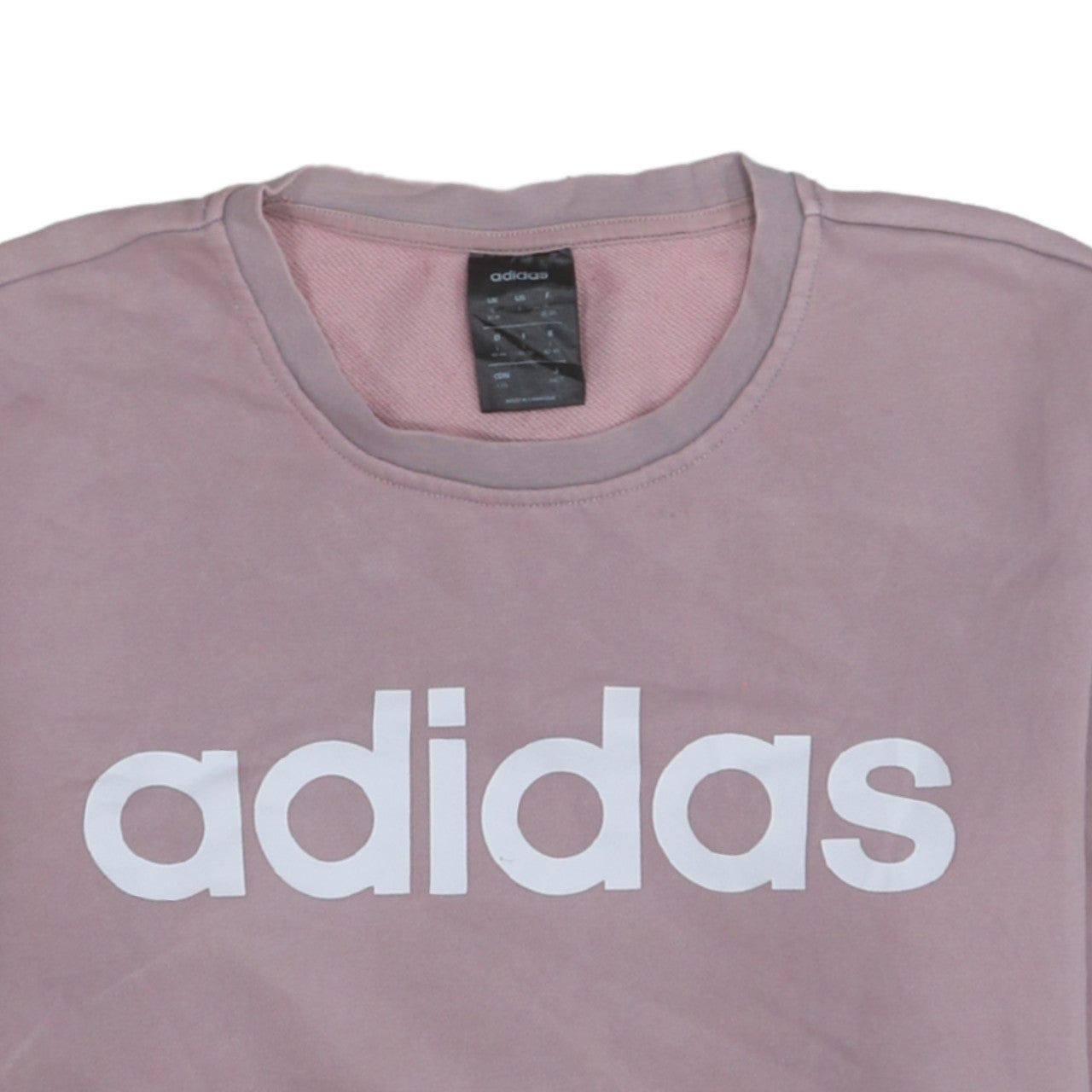 Adidas Womens Pink Sweatshirt L Logo Print Pullover Crew Neck