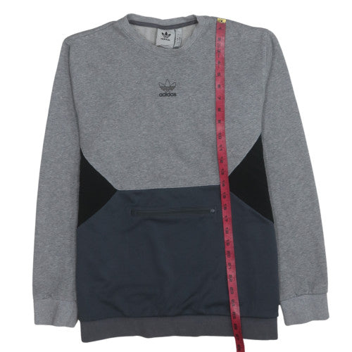 Adidas Men’s Grey Pullover Sweatshirt L Crew Neck Zip Pocket