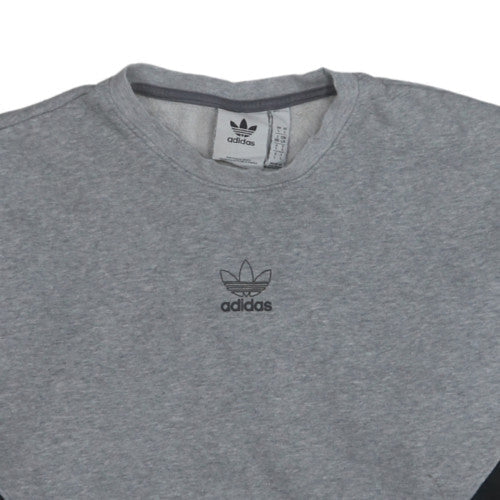 Adidas Men’s Grey Pullover Sweatshirt L Crew Neck Zip Pocket