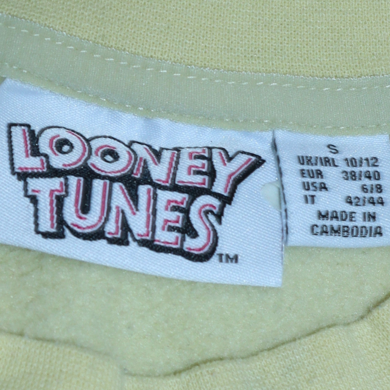 Looney Tunes Women's Yellow Crew Neck Pullover Sweatshirt Size S