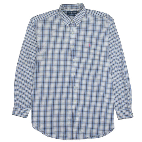 Ralph Lauren Men's Blue Checked Classic Fit Long Sleeve Shirt Size L