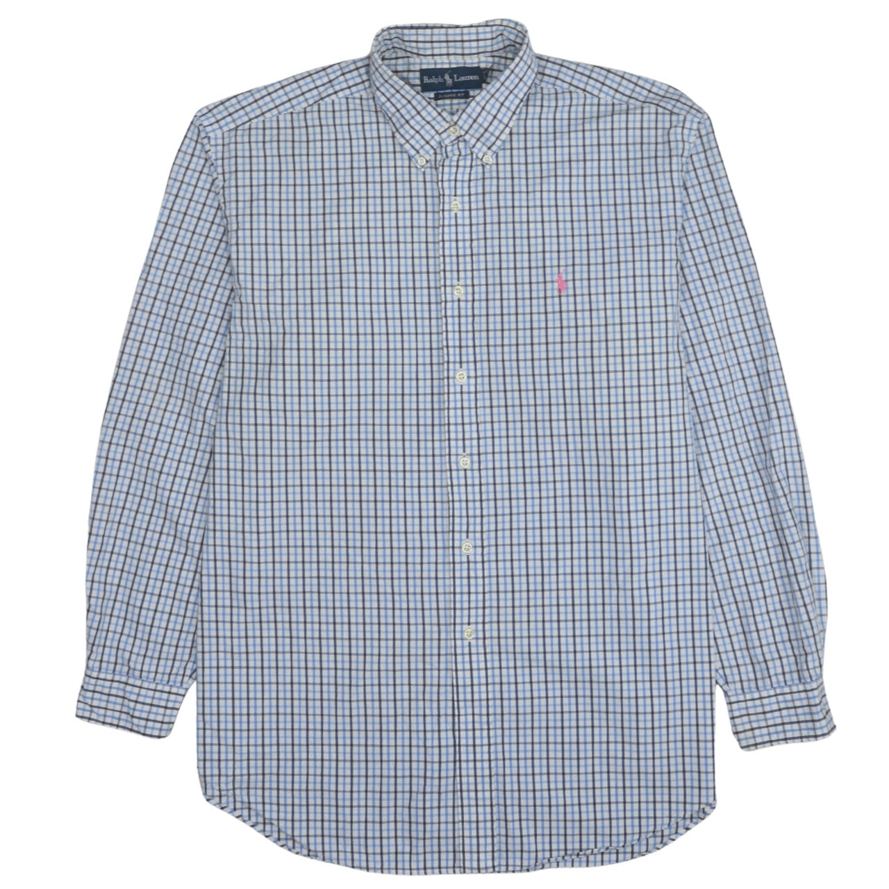 Ralph Lauren Men's Blue Checked Classic Fit Long Sleeve Shirt Size L