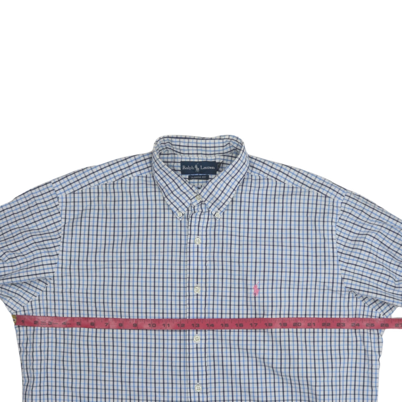 Ralph Lauren Men's Blue Checked Classic Fit Long Sleeve Shirt Size L