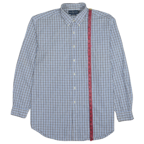 Ralph Lauren Men's Blue Checked Classic Fit Long Sleeve Shirt Size L