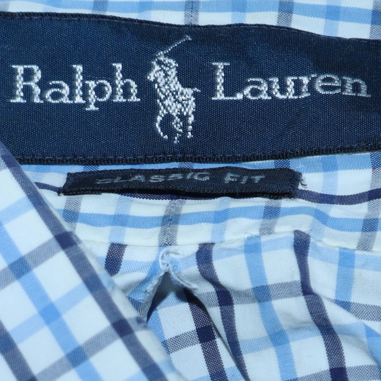 Ralph Lauren Men's Blue Checked Classic Fit Long Sleeve Shirt Size L