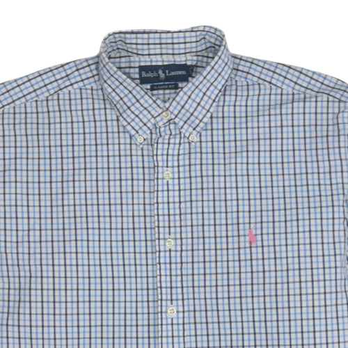 Ralph Lauren Men's Blue Checked Classic Fit Long Sleeve Shirt Size L