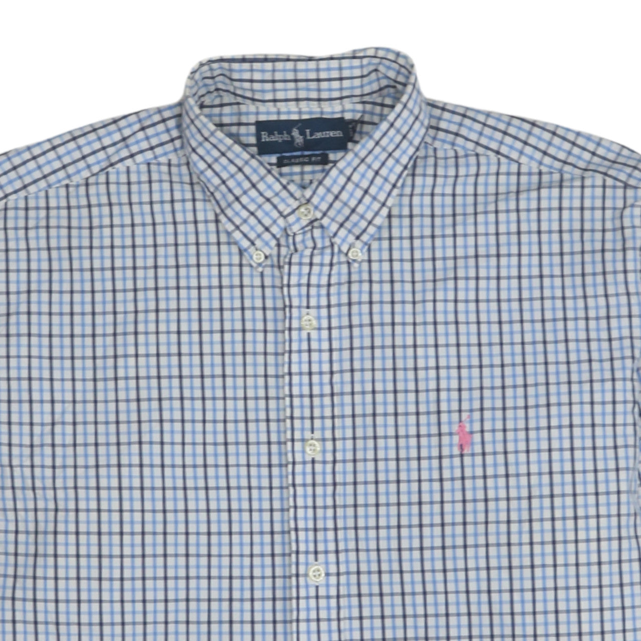 Ralph Lauren Men's Blue Checked Classic Fit Long Sleeve Shirt Size L