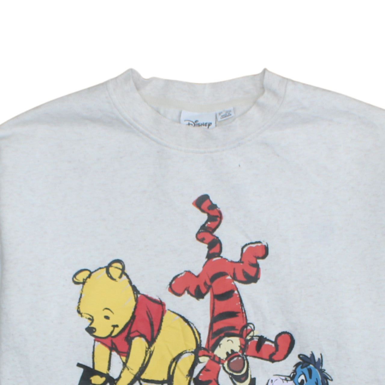 Disney Women Grey Winnie the Pooh Crew Neck Pullover Sweatshirt L