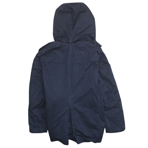 Dal Lago Boys Blue Hooded Parka Coat 8 Years Button Front Lined Jacket