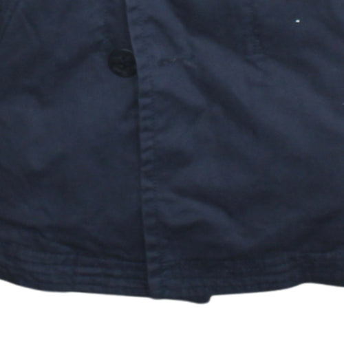 Dal Lago Boys Blue Hooded Parka Coat 8 Years Button Front Lined Jacket