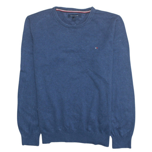 Tommy Hilfiger Men's Blue Cotton Crew Neck Pullover Jumper L